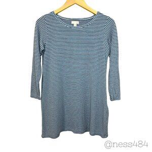 J Jill Blue Stripe Petite Long Sleeve‎ Tunic Top XS